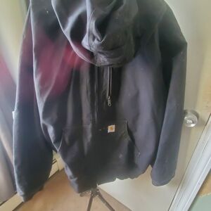 Carhartt Black Hooded Half-Zip Work Pullover